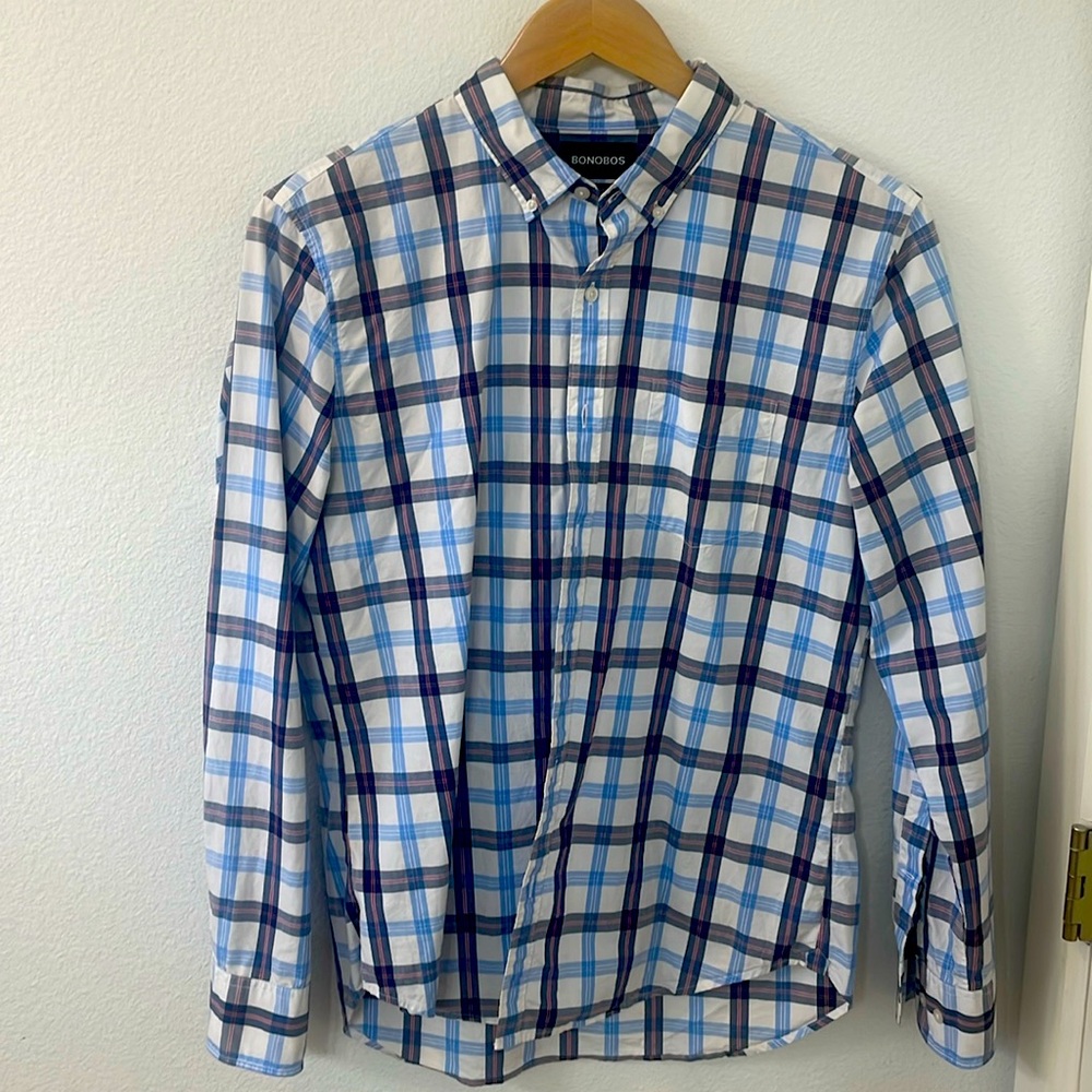 Bonobos slim fit long sleeve button up shirt, men’s large